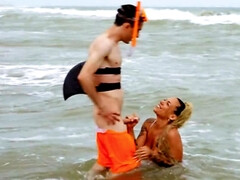 ビーチ, フェラチオ, 顔射, アウトドア, ティーン