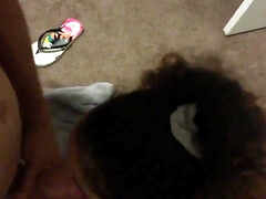 curly hair ebony nubile knows how to deep-throat I found her at meetxx.com