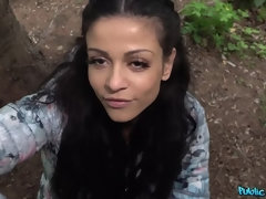 Negro, Checa, Al aire libre, Pequeña, Público, Cabello corto, Tatuaje, Tetas