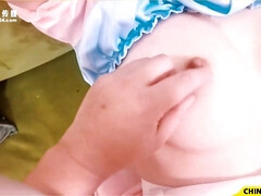 Enthousiasteling, Aziatisch, Grote kont, Grote mammen, Pijpbeurt, Lul, Masturbatie