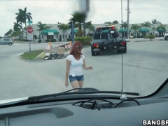 アナル, デカ尻, デカパイ, バス, イく瞬間, 顔射, 赤毛, 三人
