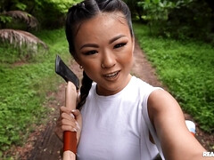 アジア人, お尻, デカチン, 茶髪の, 自然山雀, 小柄, オマンコ, ティーン