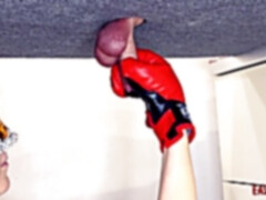 Milking table, ballbusting boxing, ball kicking