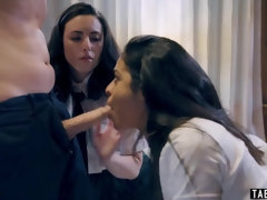 Grosse bite, Noire, Collège université, Queue, Fille latino, Élève, Adolescente, Plan cul à trois