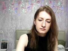 18, 素人, 美女, 茶髪の, 自家製, 一人, ティーン, ウェブカメラ