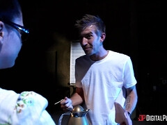 デカチン, 黒人, フェラチオ, 巨乳な, オマンコ, 赤毛, 剃毛, タトゥー