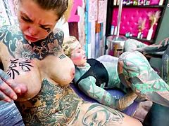 Tattooed Couple Fuck with Big Cocks Merry Gets Inked Foursome