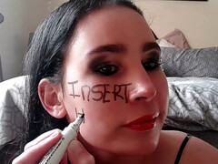 Slobber, body writing, faux-cock