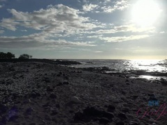 Leie, Strand, Bikini, Blondine, Orgasmus, Im freien, Öffentlich, Nass