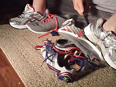 Knife tease and cut sneakers