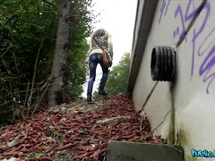 美女, ブロンド, フェラチオ, ヨーロピアン, お金, アウトドア, ハメ撮り, 現実