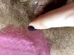 Extreme Closeup Big clit Rubbing orgasm wet hairy pussy