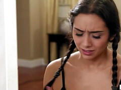 Braunhaarige, Gesichtssitzen, Küssen, Lingerie, Höschen, Zopf, Muschi, Ablutschen