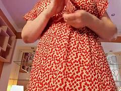 デカパイ, 下着, オナニー, 一人, オッパイの, バイブレーター