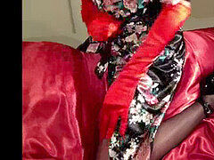 Pajearse, Transexual asiatica, Bragas, Transexual, Falda, Solo, Medias largas, Hilo dental