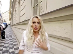 Blonde with a sensational body wants him from behind