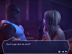 3d, 美女, 黒人, ブロンド, 黒人, 手コキする, 三人, 妻