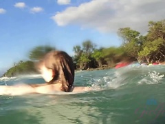 Plage, Blonde, Poupée, Petite amie, De plein air, Pov, Public, Nénés