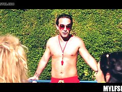 デカパイ, フェラチオ, エロ熟女, 熟年, 母, 叫ぶ, 義母, 三人