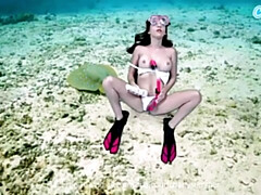 ビキニ, ディルド, 女, オナニー, 一人, おもちゃ, 水中, バイブレーター