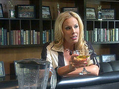 blonde cougar at the bar tempts bartender for a good fuck