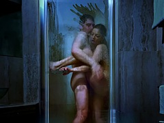 素人, カップル, フランス人, 面白, キス, 淫乱熟女, シャワー, オッパイの