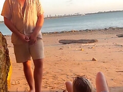 素人, お尻, ビーチ, フェラチオ, イく瞬間, オナニー, ヌーディスト, オーガズム