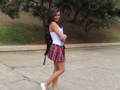 Brunette brune, Hard, Fille latino, Homme homme femme, Réalité, Jupe, Adolescente, Uniforme