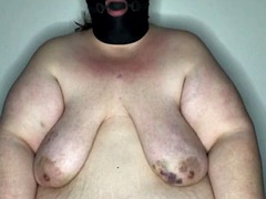 Ssbbw Sub Trying Out A New Gag, Tit Spanking