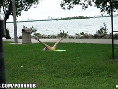 Watch blonde yoga babe get picked up at the park & pounded hard