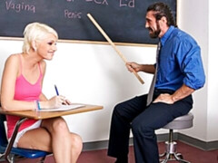 Sweet schoolgirl Christine Alexis jumps on a long dick of her teacher